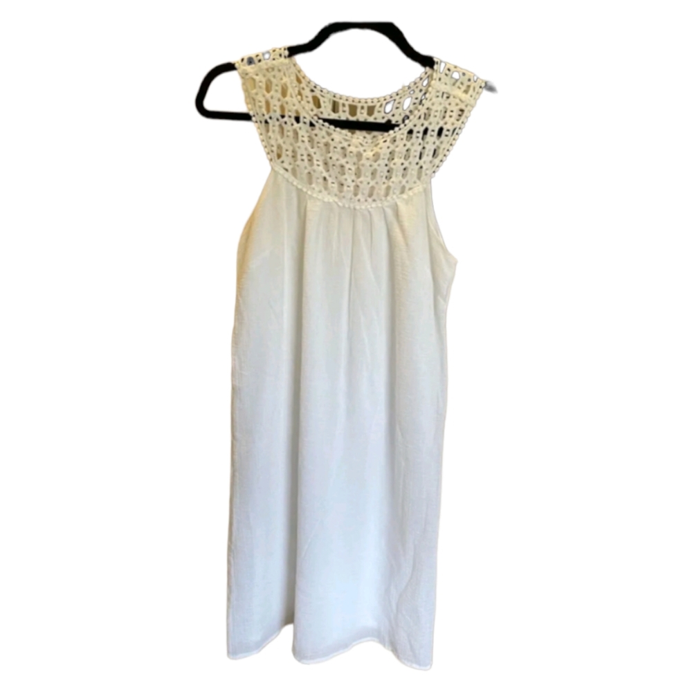 ❤️Lilly Pulitzer Women's White Sleeveless Lace Neckline Gauzy Cotton Size 0